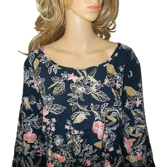 FIRM PRICE Woman Within 18 20 NEW Navy Floral Dress Final Price - Picture 3 of 4